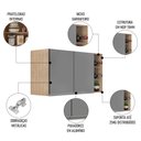 Ver imagem 3 de Armário de Cozinha Aéreo Califórnia 80cm e Nicho Garrafeiro 20cm Riad Castanho/cinza - Lumil Lumil M