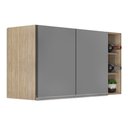 Ver imagem 2 de Armário de Cozinha Aéreo Califórnia 80cm e Nicho Garrafeiro 20cm Riad Castanho/cinza - Lumil Lumil M