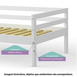 Bicama Solteiro Infantil Prime com Grade de Proteção IV Madeira Maciça Casatema - 2