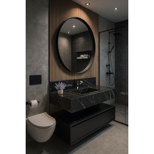 Bancada em Porcelanato para Banheiro Completa Alto Padrão 100cm Com Cuba Esculpida