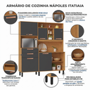Ver imagem 6 de Armário de Cozinha com Balcão e Nicho para Microondas 200cm Nápoles Itatiaia Cinamomo/Grafite Cinza