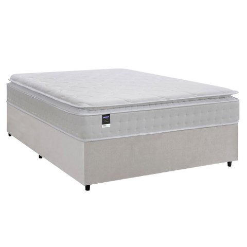 Cama Box Casal King Colchão Molas Ensacadas Gazin com Pillow Tower New Branco