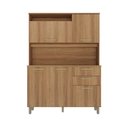 Ver imagem 5 de Armário Kit Cozinha Compacto 5 Portas 2 Gavetas com Nicho - Luciane 352:Avelã