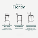 Ver imagem 3 de Kit 6 Banquetas para Balcão Flórida Prata 60cm Cozinha Gourmet Bistrô Bancada Piscina Área de Lazer
