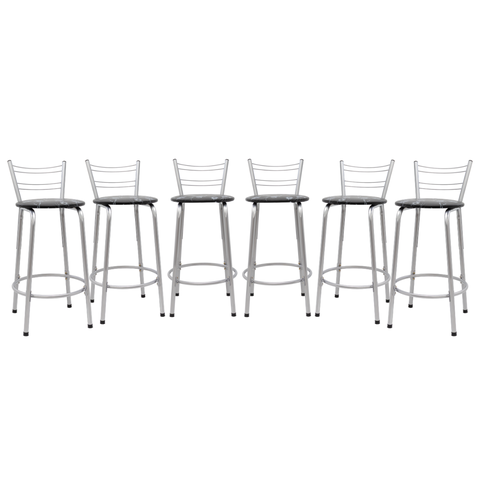 Kit 6 Banquetas para Balcão Flórida Prata 60cm Cozinha Gourmet Bistrô Bancada Piscina Área de Lazer