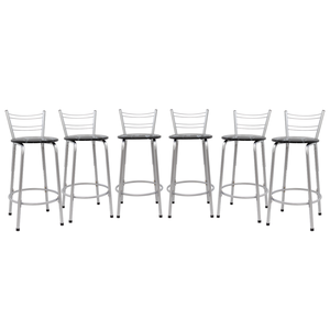 Kit 6 Banquetas para Balcão Flórida Prata 60cm Cozinha Gourmet Bistrô Bancada Piscina Área de Lazer