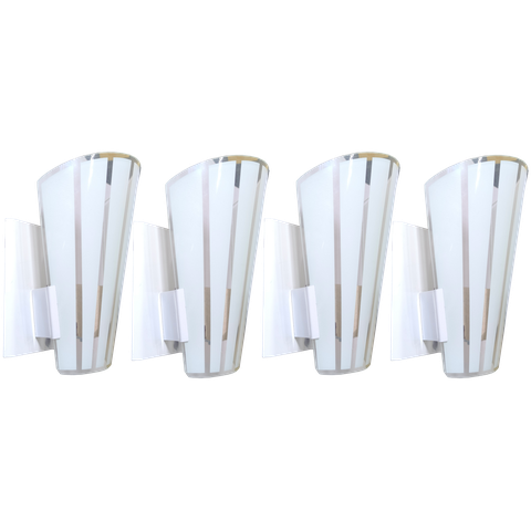 Kit 4 Arandela Paulistinha de Parede com Vidro Pintado:tradicional/branco/110/220
