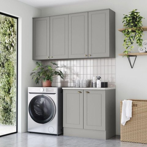 Lavanderia Modulada Amy 6 Portas 5 Prateleiras MDF 160cm Cinza Casa 812