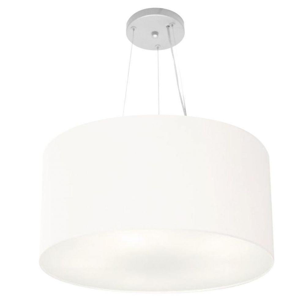 Lustre Cilíndrico Md-4189 Tecido 50x30cm Bivolt Branco - 1