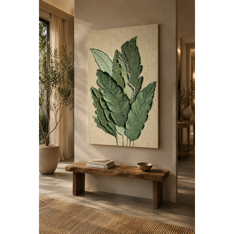 Quadro Decorativo para Sala Minimalista 60x90 Folhas Grande