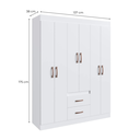 Ver imagem 3 de Guarda Roupa Solteiro 6 Portas 2 Gavetas Branco Montevideu