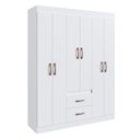 Ver imagem 2 de Guarda Roupa Solteiro 6 Portas 2 Gavetas Branco Montevideu