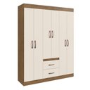 Ver imagem 2 de Guarda Roupa Solteiro 6 Portas 2 Gavetas Off White/Nogueira Montevideu