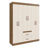 Guarda Roupa Solteiro 6 Portas 2 Gavetas Off White/Nogueira Montevideu - 2