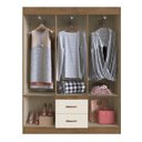 Ver imagem 7 de Guarda Roupa Solteiro 6 Portas 2 Gavetas Off White/Nogueira Montevideu Bege
