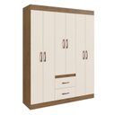 Ver imagem 2 de Guarda Roupa Solteiro 6 Portas 2 Gavetas Off White/Nogueira Montevideu Bege