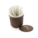 Ver imagem 2 de Cesto Redondo Bambu Forrado com Tampa 47 Litros Banheiro - Marrom