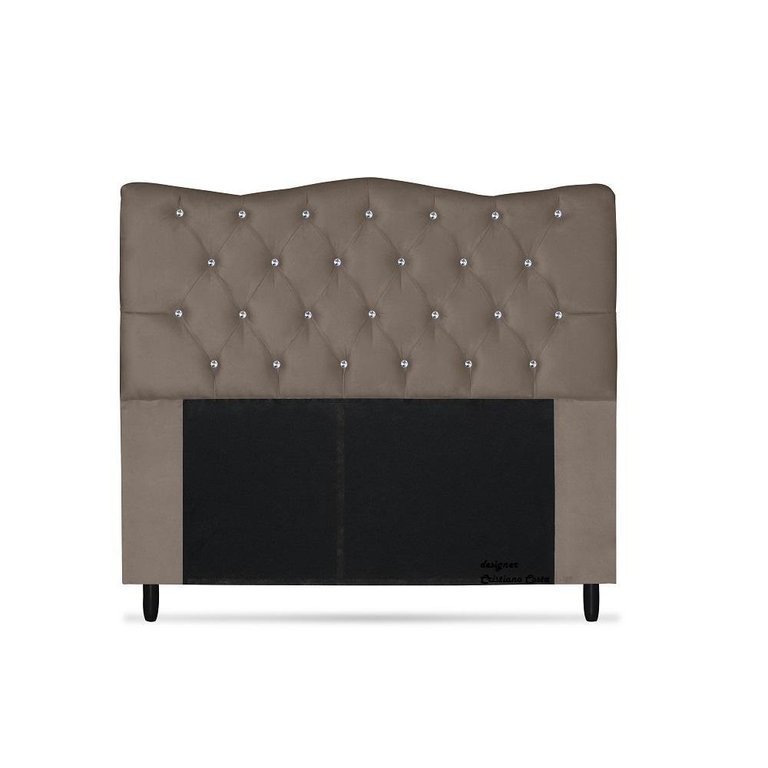 Cabeceira Dunas Queen Size 160cm com Strass Suede: Capuccino