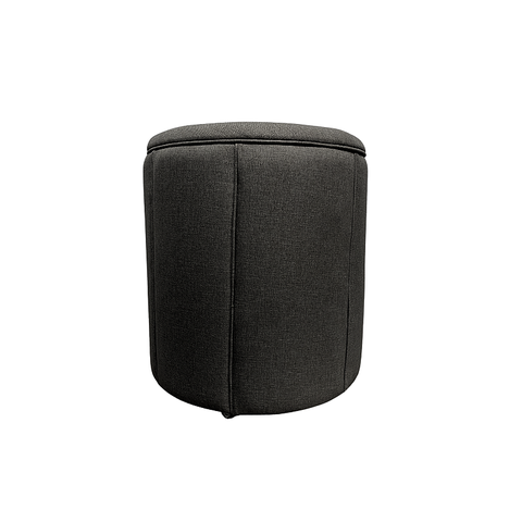 Puff Redondo Baú Não É Segredo Debrum Linho Chumbo 40x45 Ns0604