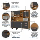 Ver imagem 6 de Cozinha Compacta com Tampo e Nicho para Micro-Ondas 220cm Nápoles Itatiaia Marrom Cinamomo/Cinza