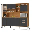 Ver imagem 4 de Cozinha Compacta com Tampo e Nicho para Micro-Ondas 220cm Nápoles Itatiaia Marrom Cinamomo/Cinza