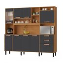 Ver imagem 3 de Cozinha Compacta com Tampo e Nicho para Micro-Ondas 220cm Nápoles Itatiaia Marrom Cinamomo/Cinza
