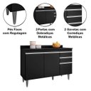 Ver imagem 3 de Balcão para Cozinha 120 cm com Tampo 3 Portas Milena Preto
