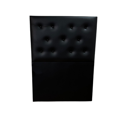 Cabeceira Solteiro Estofada em Corino Preto 88 cm