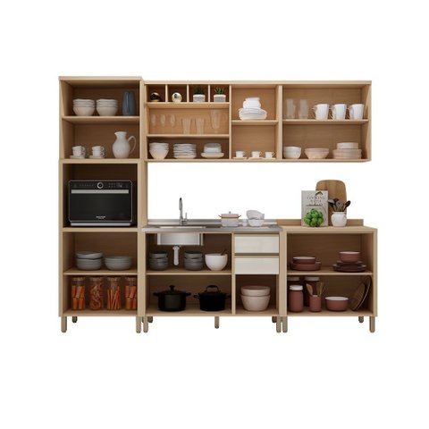 Cozinha Modulada Compacta 5 Peças com Vidro Reflecta Brise Luciane Móveis