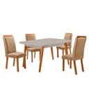 Ver imagem 1 de Mesa de Jantar Copper Lorena 120cm Tampo MDF Vidro Canto Copo com 4 Cadeiras Moderna Mobília