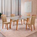 Ver imagem 7 de Mesa de Jantar Copper Lorena 120cm Tampo MDF Vidro Canto Copo com 4 Cadeiras Moderna Mobília