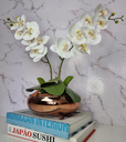 Ver imagem 3 de Arranjo Com 2 Orquídeas Branca Vaso Cobre 22cm