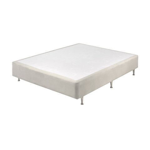 Base Box Somiê Casal Uni Veludine Perolado 37x138x188cm Cinza Ecoflex