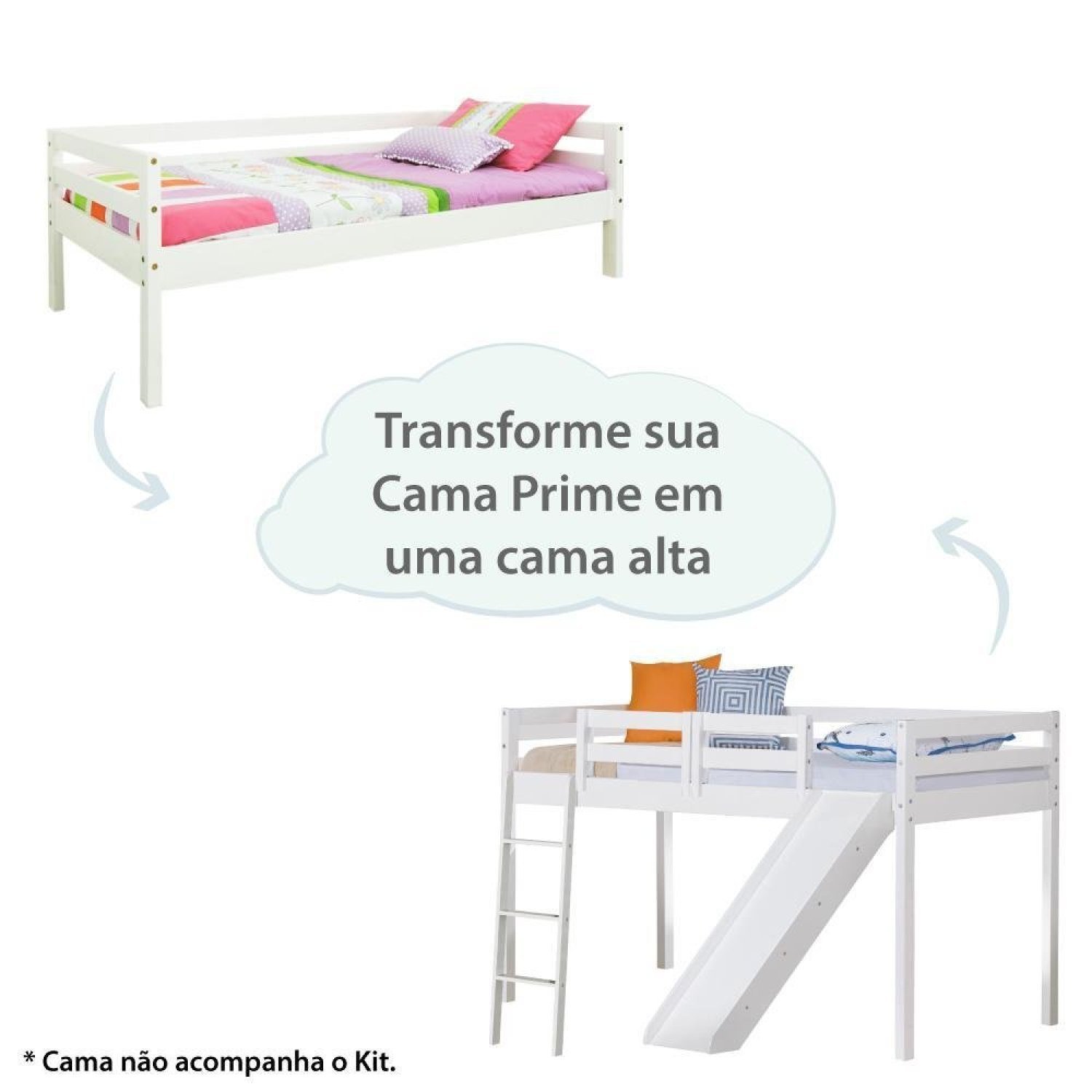Kit Elevação Escorregador Escada Grades para Cama Prime Casatema - 3