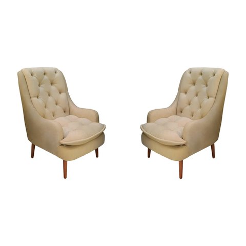 Kit 2 Poltronas Decorativas Lille Suede Bege Rosado - Dominic Decor
