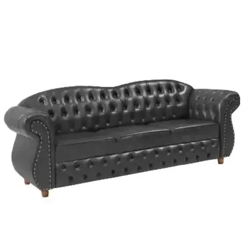 Ver imagem 2 de Sofá Chesterfield Merlo 3 Lugares 2,30 + 2 Poltronas - Courano Preto / Decoração, Recepção, Sala Tv,