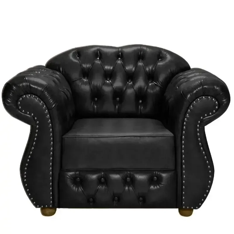 Sofá Chesterfield Merlo 3 Lugares 2,30 + 2 Poltronas - Courano Preto / Decoração, Recepção, Sala Tv,