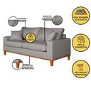 Ver imagem 2 de Sofá 3 Lugares Confortável com Base Resistente Madeira Linho Cor:cinza Claro