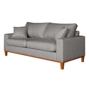 Sofá 3 Lugares Confortável com Base Resistente Madeira Linho Cor:cinza Claro