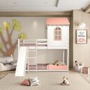 Ver imagem 1 de Beliche Montessoriano Club House Sweet com Escorregador Casatema MadeiraOriginals Branco/Rosa
