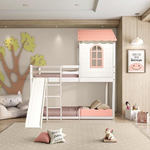 Beliche Montessoriano Club House Sweet com Escorregador Casatema MadeiraOriginals