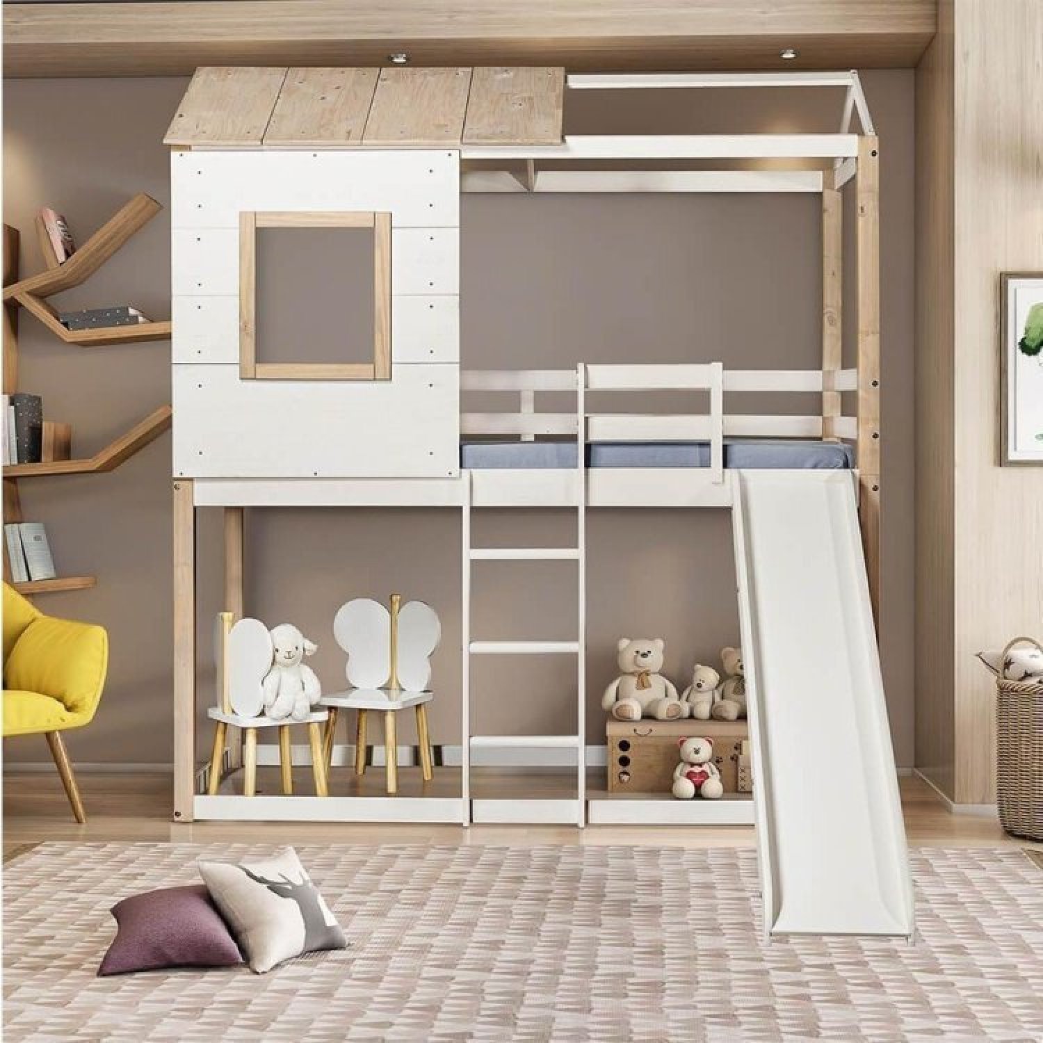 Cama Alta Infantil Club House com Escorregador Casatema - 1