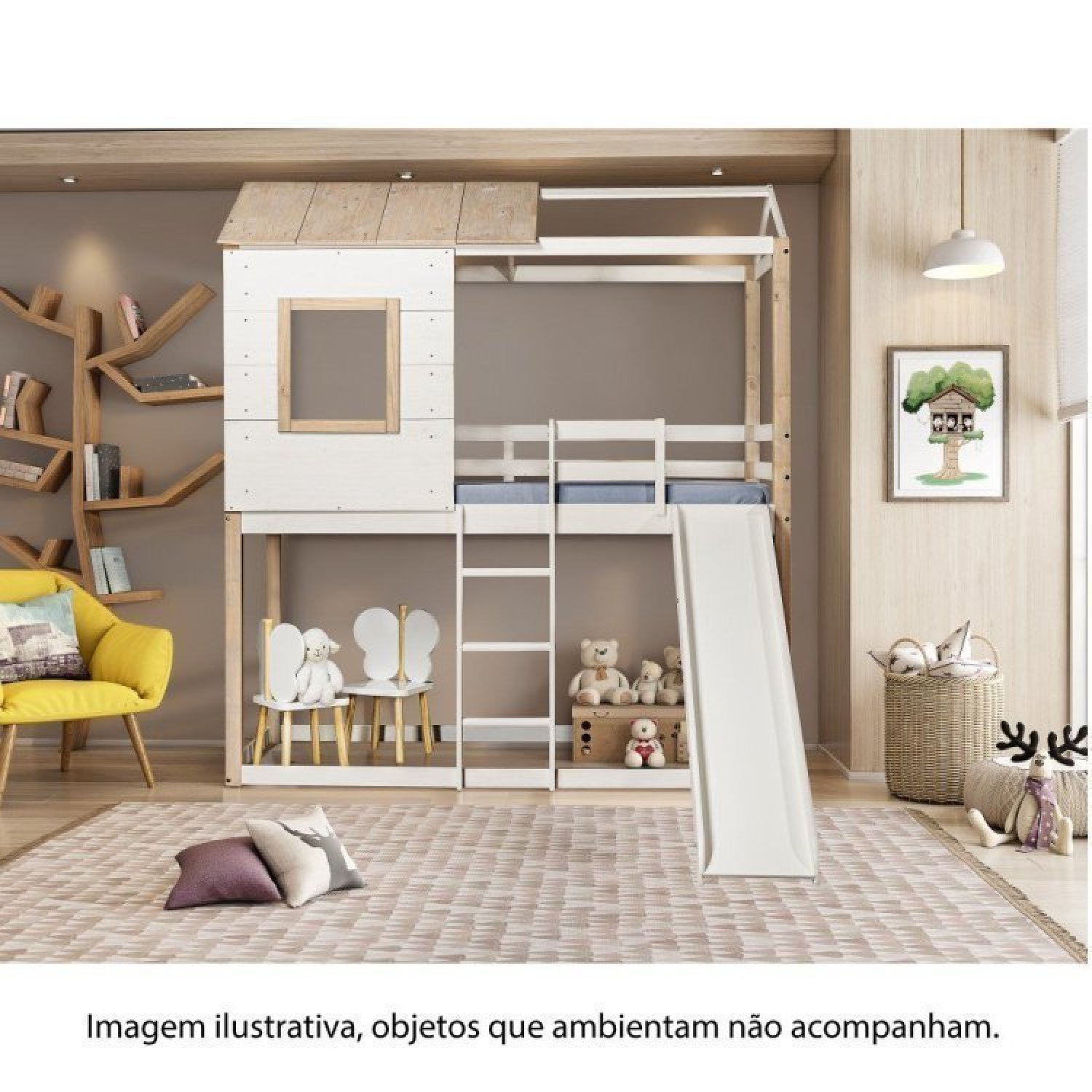 Cama Alta Infantil Club House com Escorregador Casatema - 10