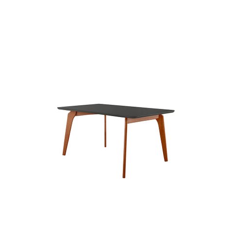 Mesa de Jantar Paris Madeira Maciça 140x80cm Tampo Retângular Vidro Móveis Minas Preto