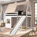 Ver imagem 1 de Cama Alta Cabana Noopy com Escorregador Casatema MadeiraOriginals Branco/Cera Bege