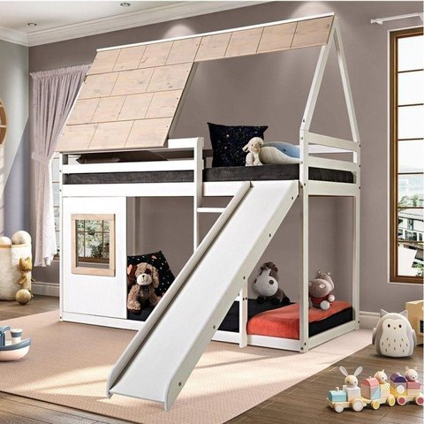 Beliche Montessoriano Cabana Noopy com Escorregador Casatema MadeiraOriginals