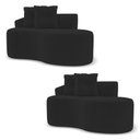 Ver imagem 1 de Kit 02 Sofás Orgânicos Living Bob 145cm 02 Lugares com 02 Almofadas Bouclê Preto - Desk Design