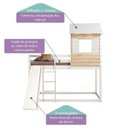 Ver imagem 4 de Cama Alta Infantil Club House Wood com Escorregador Casatema MadeiraOriginals Branco/Marrom