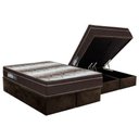 Ver imagem 1 de Cama Box Baú Queen Colchão Ortopédico Ortobom Wood Light + Base Crc Suede Brown(158x198)