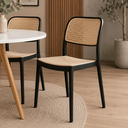 Ver imagem 4 de Conjunto Mesa de Jantar Redonda 70cm com 2 Cadeiras Mônaco Rattan - Preto e Nude